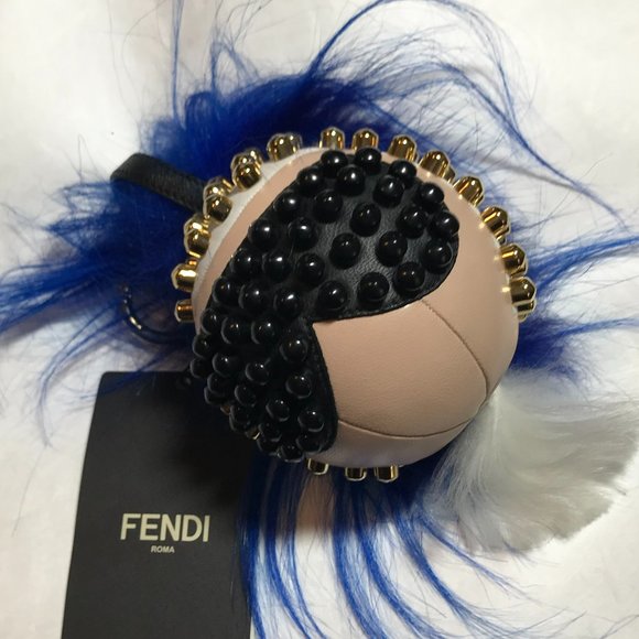 FENDI Karlito - Made in Italy - Karl Lagerfeld Studded Key Holder Bag Charm New! - Picture 3 of 16